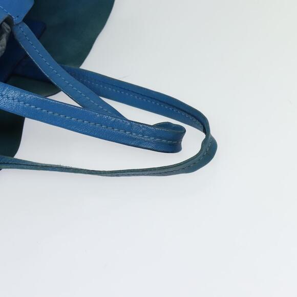 CELINE Horizontalkava Tote Bag Leather Blue Beige - Picture 7 of 12